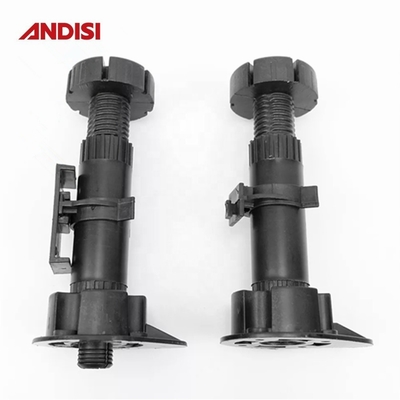 Adjustable Kitchen Cabinet Leveling Feet Black Finish 100-190MM Height PP ABS Material