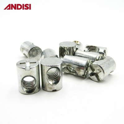 Furniture M6 M8 Cross Head Phillips Drive Embedded Barrel Nut with Zinc Plated Finish