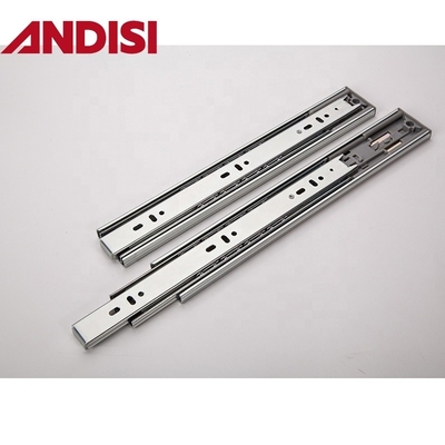 45mm Furniture Cabinet Drawer Rails Full Extension Push to Open Ball Bearing Drawer Slides