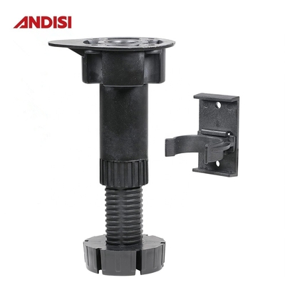 Adjustable Kitchen Cabinet Leveling Feet Black Finish 100-190MM Height PP ABS Material