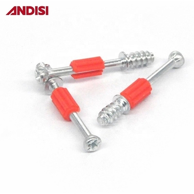 Mini Fix Furniture Connecting Bolt with Zinc Plated Red Finish and 11mm Length Part B