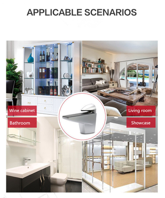 Zinc Alloy Chrome Glass Shelf Clamp Bracket with Adjustable F Shape Glass Holder Clip