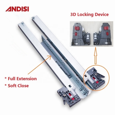 3D Plastic Clip Full Extension Soft Close Undermount Drawer Slide for Kitchen Cabinet