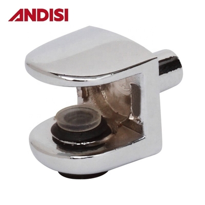 Zinc Alloy Cabinet Shelf Support Bracket Glass Clip Clamps with Chrome Plated Finish