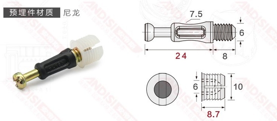 Home Office Cabinet Connector 3 in 1 Mini Fix Screw Cam Lock with Zinc Alloy Nut