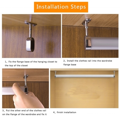 Mail Packing Zinc Alloy Closet Hanger Rod Pipe Brackets for Wardrobe Tube End Support