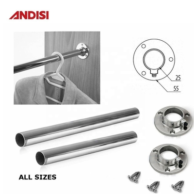 25mm Round Tube Support Closet Rod End Tube Flange Essential for Closet Organization