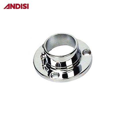 Zinc Alloy Chrome Plated Wardrobe Round Closet Rod End Bracket Tube Holder Support Flange
