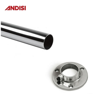Zinc Alloy Chrome Plated Wardrobe Round Closet Rod End Bracket Tube Holder Support Flange