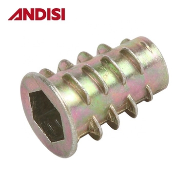 Y Mail Packing Zinc Alloy Die Casting M6 M8 M10 Wood Hex Flange Furniture Insert Nut