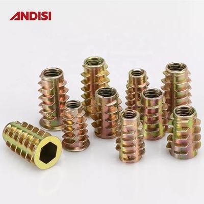 Y Mail Packing Zinc Alloy Die Casting M6 M8 M10 Wood Hex Flange Furniture Insert Nut