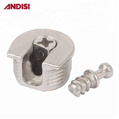 Zinc plated wood panels connecting Rafix joint furniture connector with nickel housing