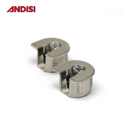 Zinc plated wood panels connecting Rafix joint furniture connector with nickel housing