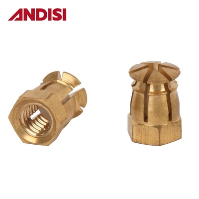 Furniture Mini Fix M6 Threaded Wood Brass Insert Nut with 12mm Length and Thread Type