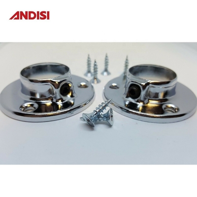 Zinc Alloy Chrome Plated Wardrobe Round Tube Support Bracket Holder Flange 25mm Diameter