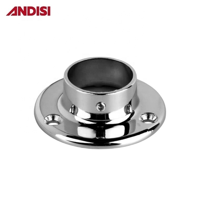 Zinc Alloy Chrome Plated Wardrobe Round Tube Support Bracket Holder Flange 25mm Diameter