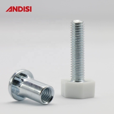 Anti-Scratch Adjustable Furniture Glide Leg with Zinc Plated Steel and 8mm Diameter