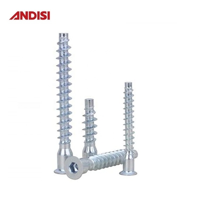 Steel Furniture Connecting Pozi Flat Head Confirmat Screw with Hexagon Socket Head and Hole Zinc Plated