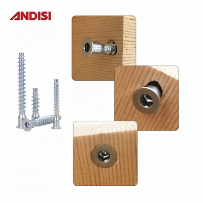 Steel Furniture Connecting Pozi Flat Head Confirmat Screw with Hexagon Socket Head and Hole Zinc Plated
