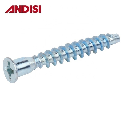 Steel Furniture Connecting Pozi Flat Head Confirmat Screw with Hexagon Socket Head and Hole Zinc Plated