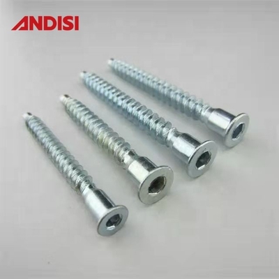 Steel Furniture Connecting Pozi Flat Head Confirmat Screw with Hexagon Socket Head and Hole Zinc Plated