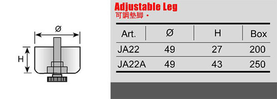 Zinc Plated Steel Black Finish Furniture Leg M8 Threaded Plastic Cabinet Adjustment Feet