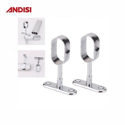 Nickel Plated Wardrobe Tube Holder Support for Modern Design Style Closet Rod Bracket
