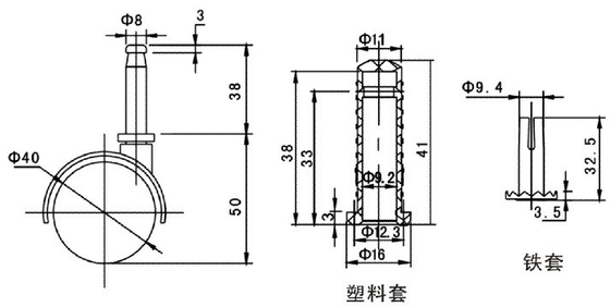 Plastic Zinc Plated Steel Mounting Hooded Socket Furniture Office Chair Wheel Castor with Brake