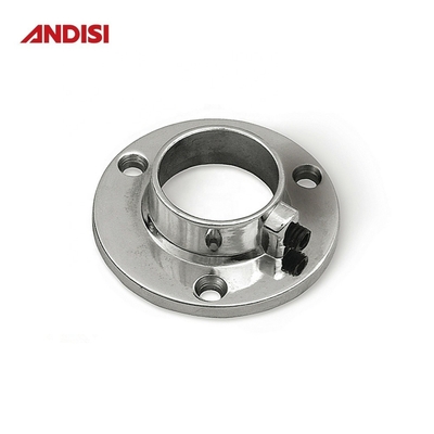 Furniture Wardrobe Pipe Bracket Holder 30mm Chrome Round Closet Rod Support Flanges
