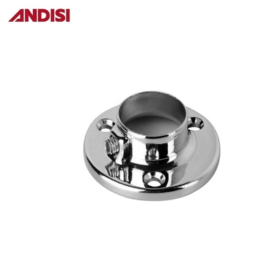Furniture Wardrobe Pipe Bracket Holder 30mm Chrome Round Closet Rod Support Flanges