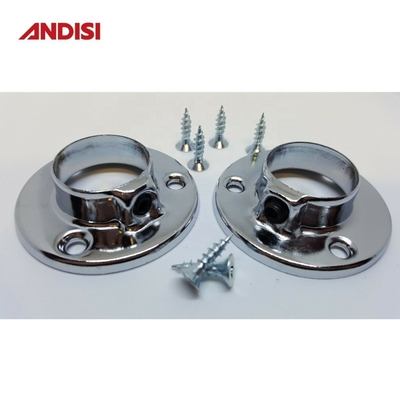 Furniture Hardware Wardrobe Pole Flanges for Clothes Rail End Bracket Closet Rod