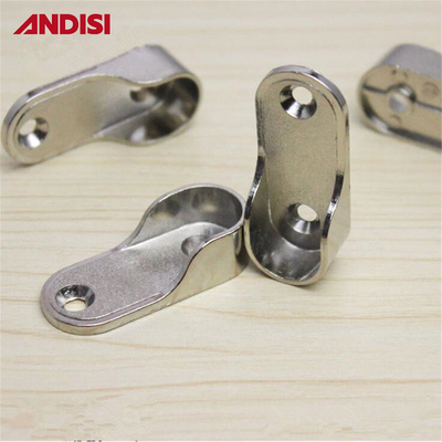 Length 44mm Zinc Alloy Wardrobe Fittings for 30x15mm Oval Tube Oval Pipe Support Bracket