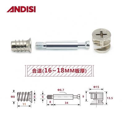 Mail Packing 3-IN-1 Wood Cabinet Connection Cam Lock Nut and Bolt  MINI FIX