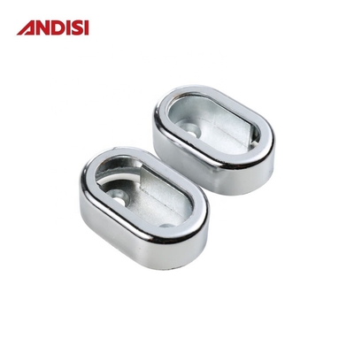 Zinc Alloy Oval Shaped Wardrobe Tube Support for Closet Rod Holder in Chrome Finish