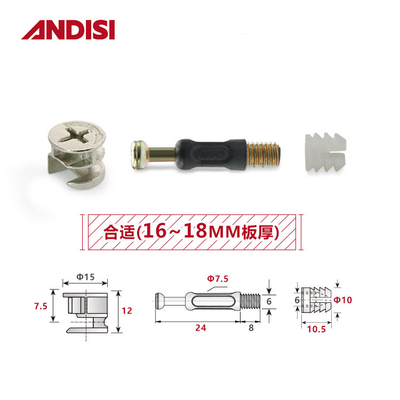 Black Plastic and Zinc Plated Steel Dowel Screws for Modern Furniture Accessories