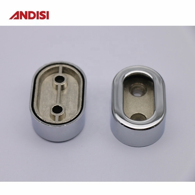 Zinc Alloy Oval Shaped Wardrobe Tube Support for Closet Rod Holder in Chrome Finish