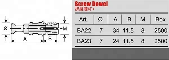 Steel and Plastic Furniture Connecting Screw Bolts Mini Fix M8/10